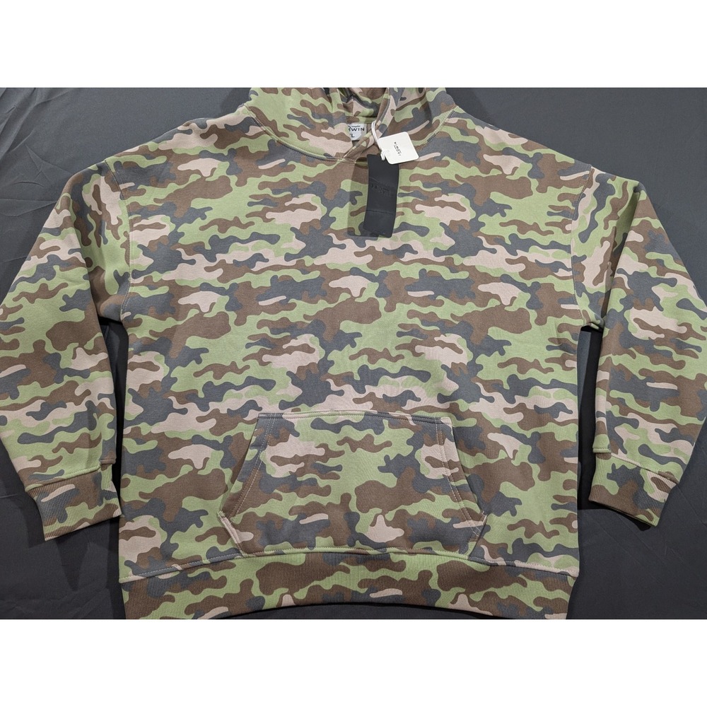 JAQWIN Mens Camouflage Fleece Heavyweight Hoodie Sweatshirt Green Camo XL NWT